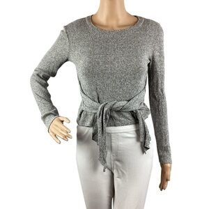 Zara Ribbed Crop Sweater Size S Gray